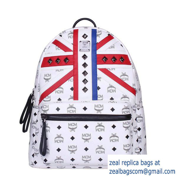 High Quality Replica MCM Medium Flag of UK Backpack MC5173 White